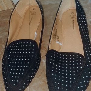 Black flats with silver studs